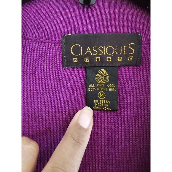 Classiques Entier Size M Womens Purple 100% Merino Wool Button Up Cardigan - Picture 3 of 7